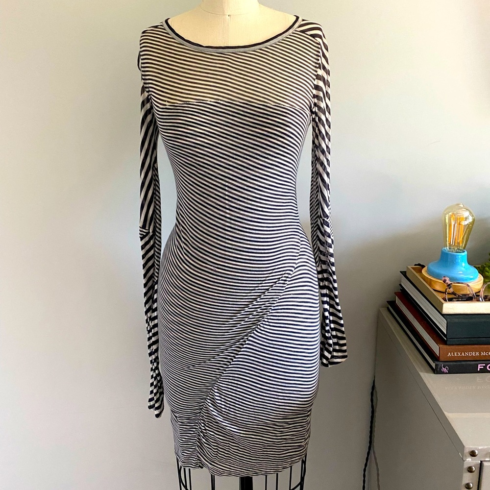 Isabel Marant Etoile knit dress. Striped knit dress with sheer sleeves